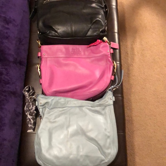 Handbags - three authentic, genuine leather coach bags